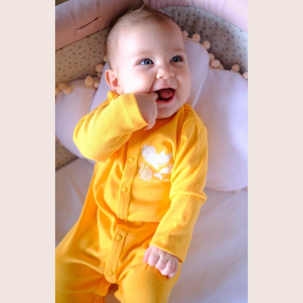 Organic Bamboo Baby Sleepsuit – Dolphin | Bebekish